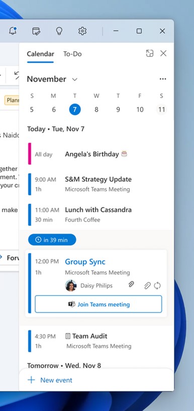 M365 Outlook Windows 11 agenda mijn dag in outlook